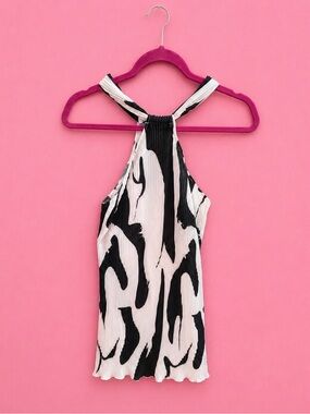 SHEIN Black and White Printed Ribbed Mini Dress